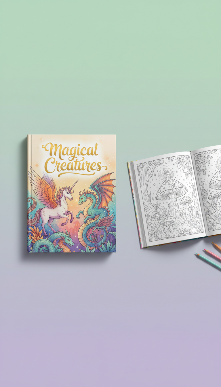 Magical Creatures Spiral-Bound Coloring Book