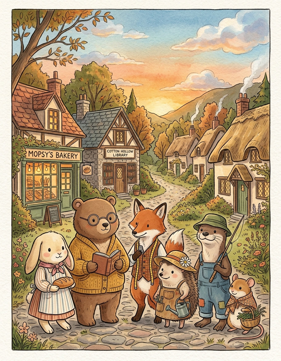 Cotton Hollow: A Cozy Coloring Retreat — Printable PDF