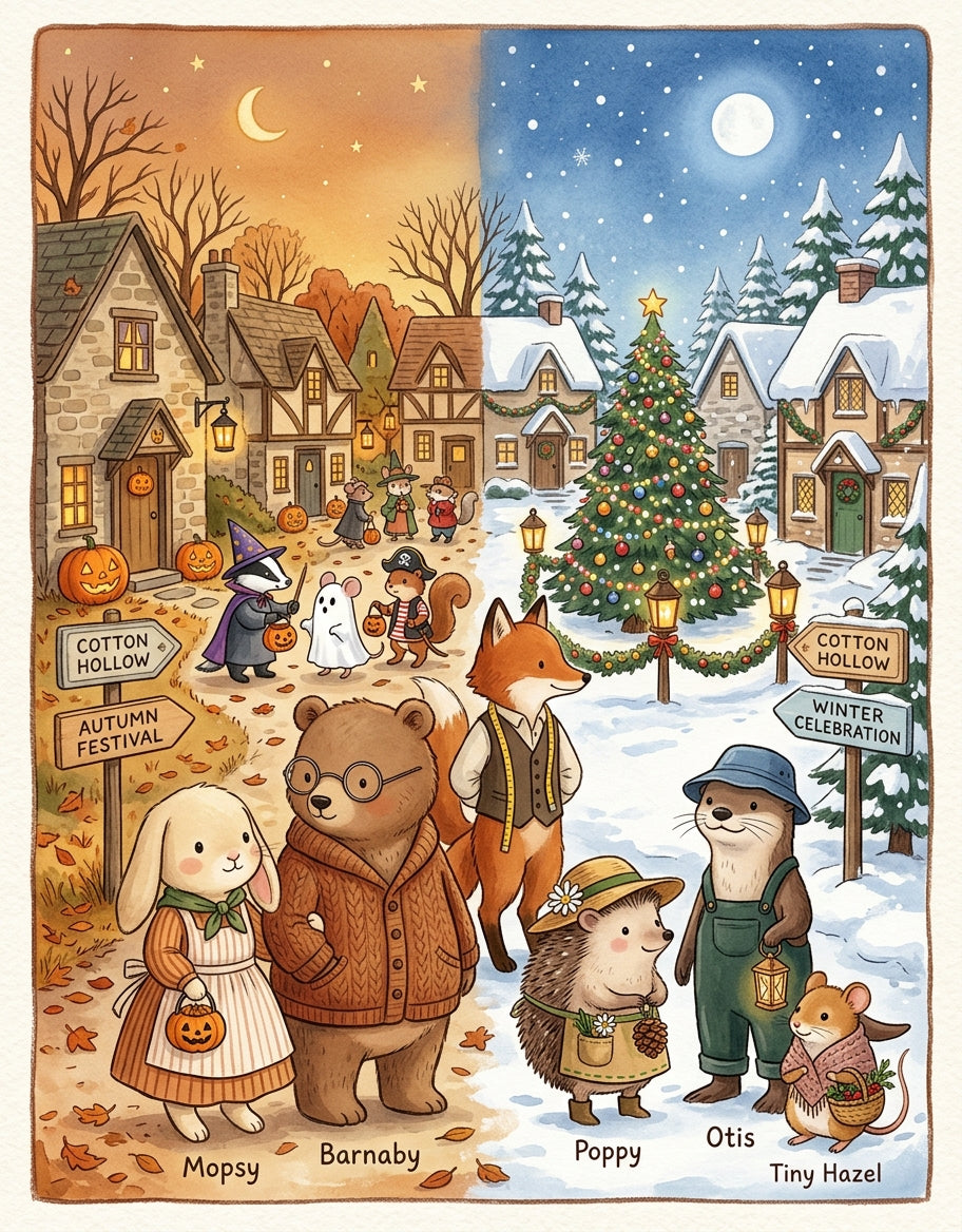 Cotton Hollow: Hallows & Holly — A Cozy Coloring Retreat, Vol. 2 (Printable PDF)